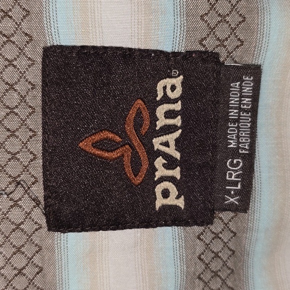 PRANA Striped Diamond Pattern Short Sleeve Button Down Shirt Mens Size XL - Picture 3 of 9